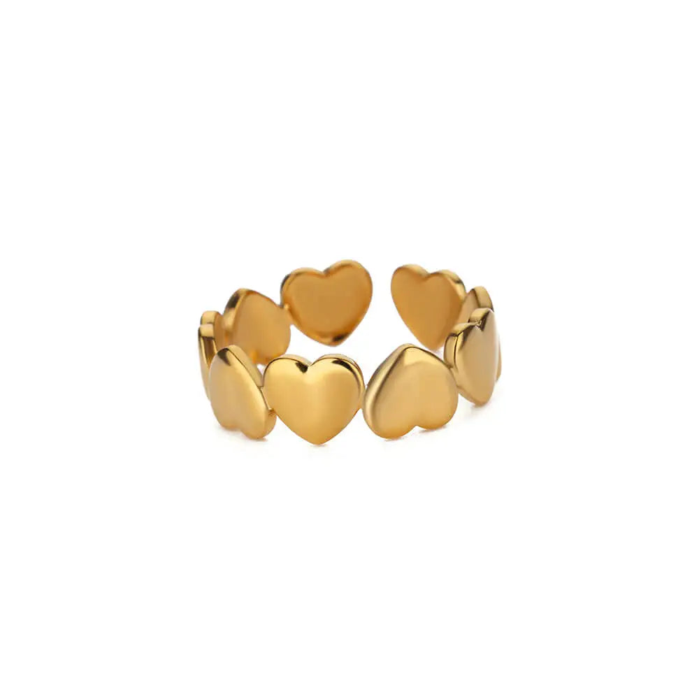 Stainless Steel Heart Rings For Women Opening Adjustable Gold Color Heart Ring Wedding Couple Christmas Jewelry Party Gifts