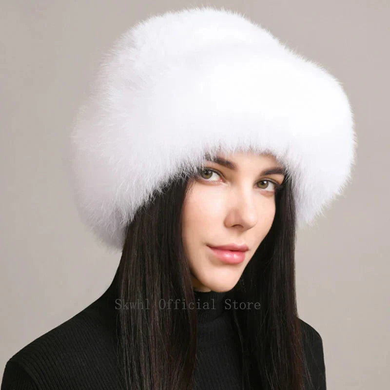 Women’s Luxury Faux Fur Knit Beanie Soft Winter Hat