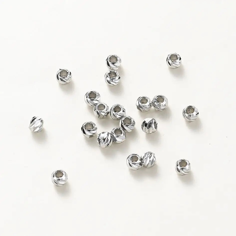 20pcs/lot 14K 18K Gold Round Loose Beads Bracelet Necklace Spacer Brass Beads For DIY Earing Making Accessories Whosale Findings