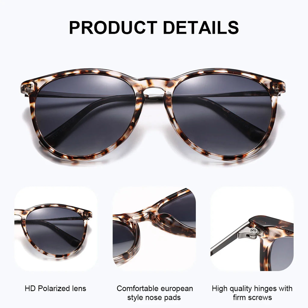 Leopard Print Cat Eye Sunglasses Polarized UV400 Gradient Lenses