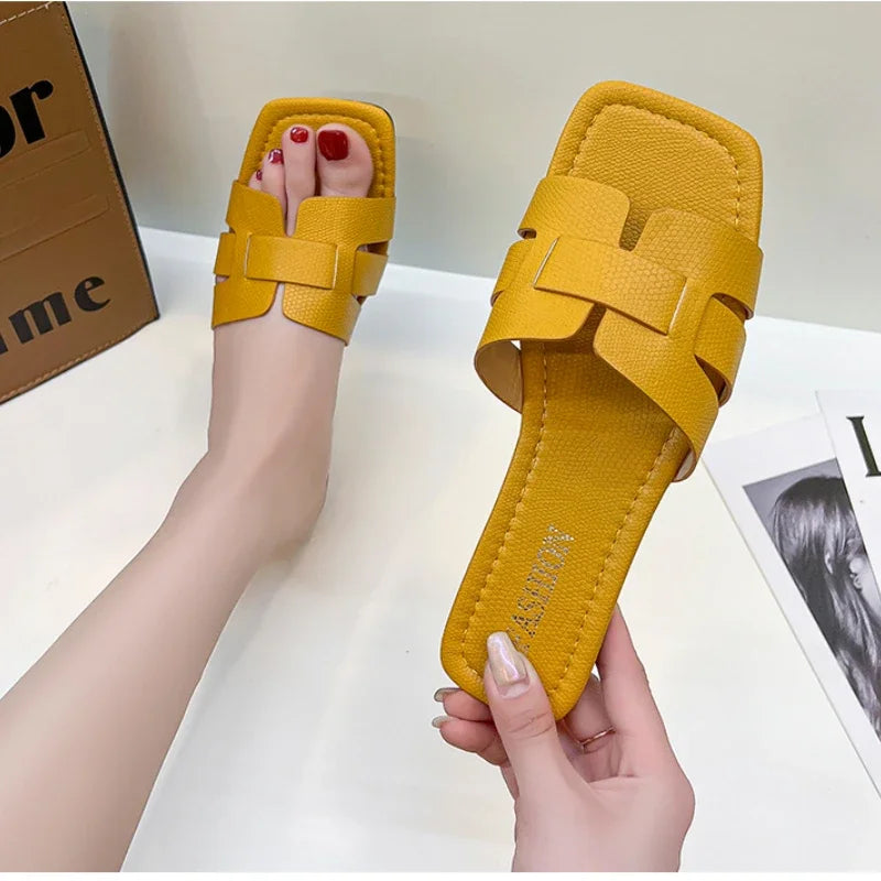 Women Flat Summer Sandals Open Back Casual Slip On Slides - Image 2