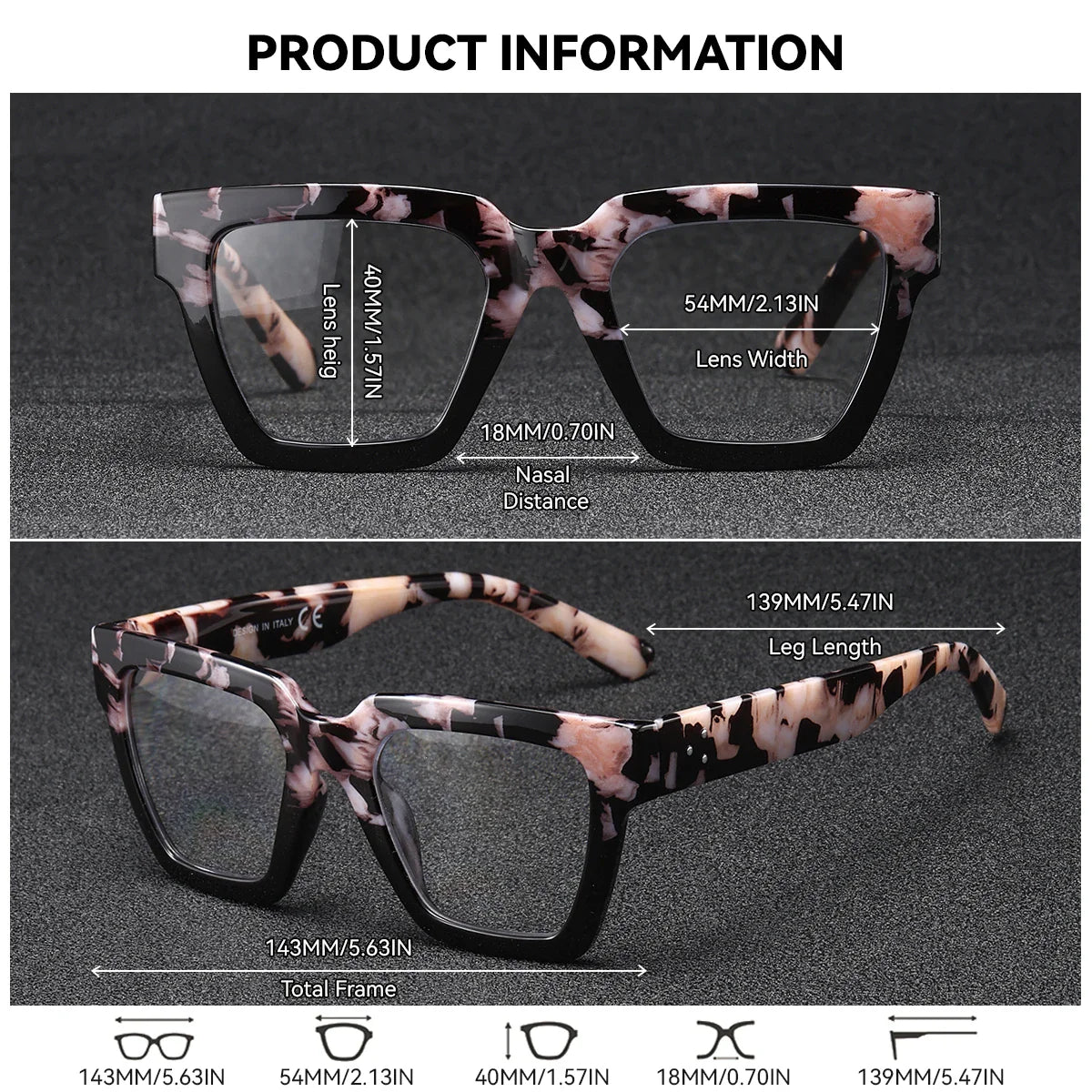 Large Pink Square Reading Glasses Blue Light Blocking Eyewear