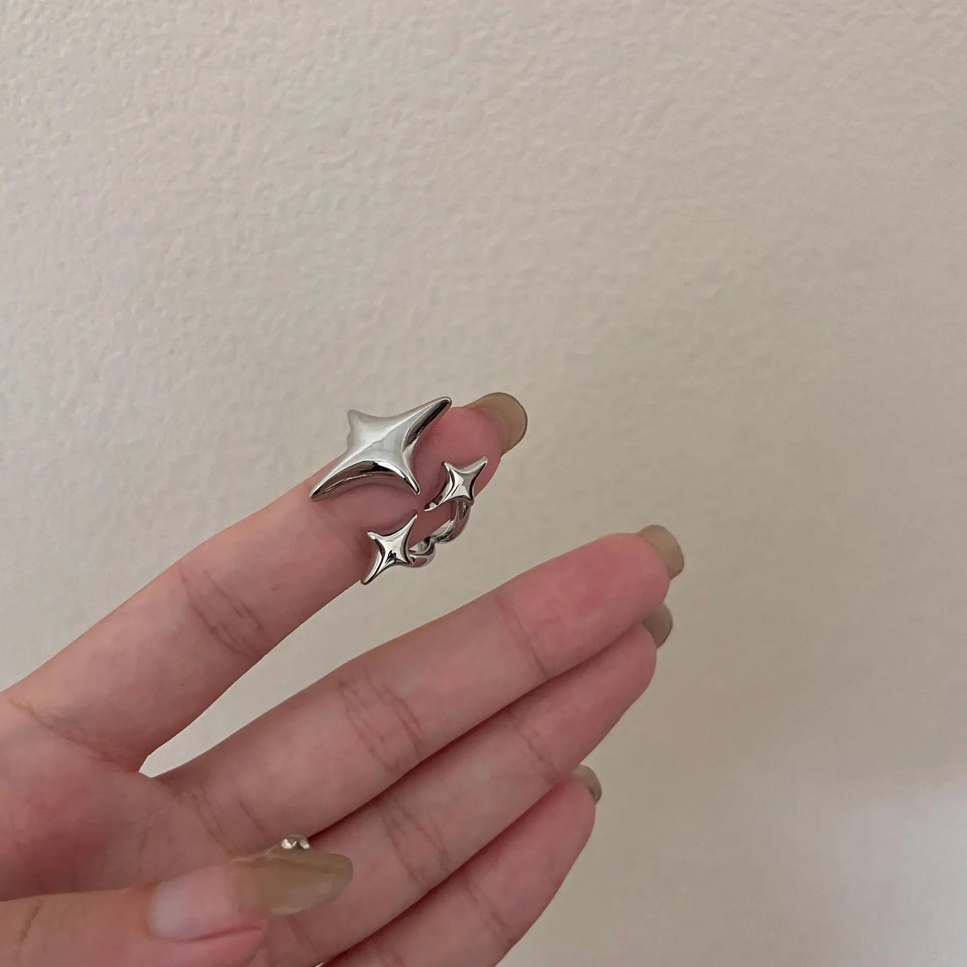 New European American Stainless Steel Ring Niche Teenage Design Featuring Star Like Minimalist Cool Personalized Temperament