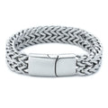 Stainless Steel Bracelet Braided Double Row Front Rear Fish Scale Alloy Magnetic Buckle Bracelet with Keel Jewelry New Model