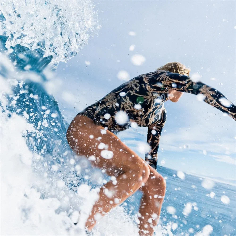 Women's Long Sleeve One Piece Swimsuit Colorblock Surf Suit - Image 11