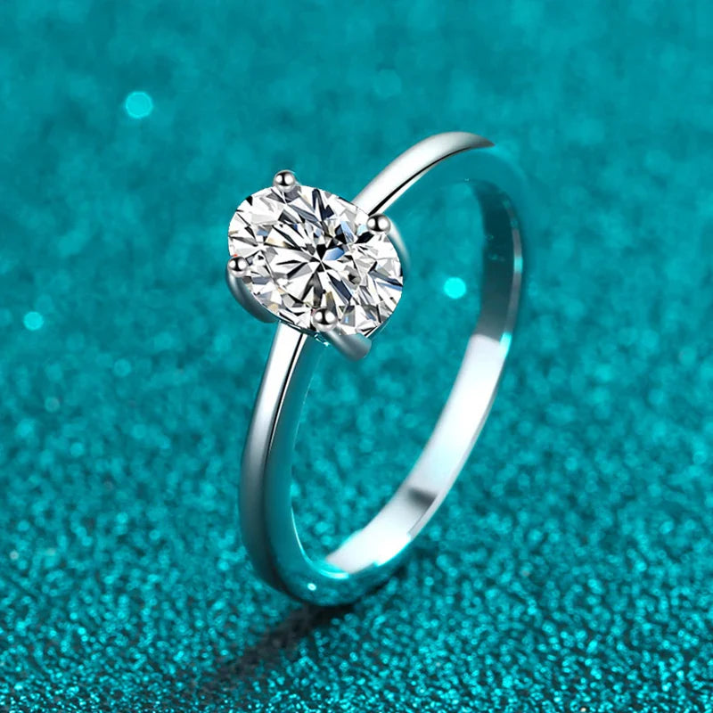 NeeTim 1ct Oval Cut Moissanite Ring for Women Engagement Wedding Lab Diamond s925 Sterling Silver with Gold Plated Rings Jewelry