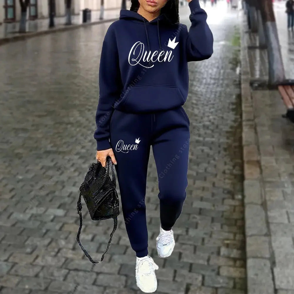 Women’s Queen Graphic 2-Piece Hoodie and Jogger Tracksuit Set - Image 11
