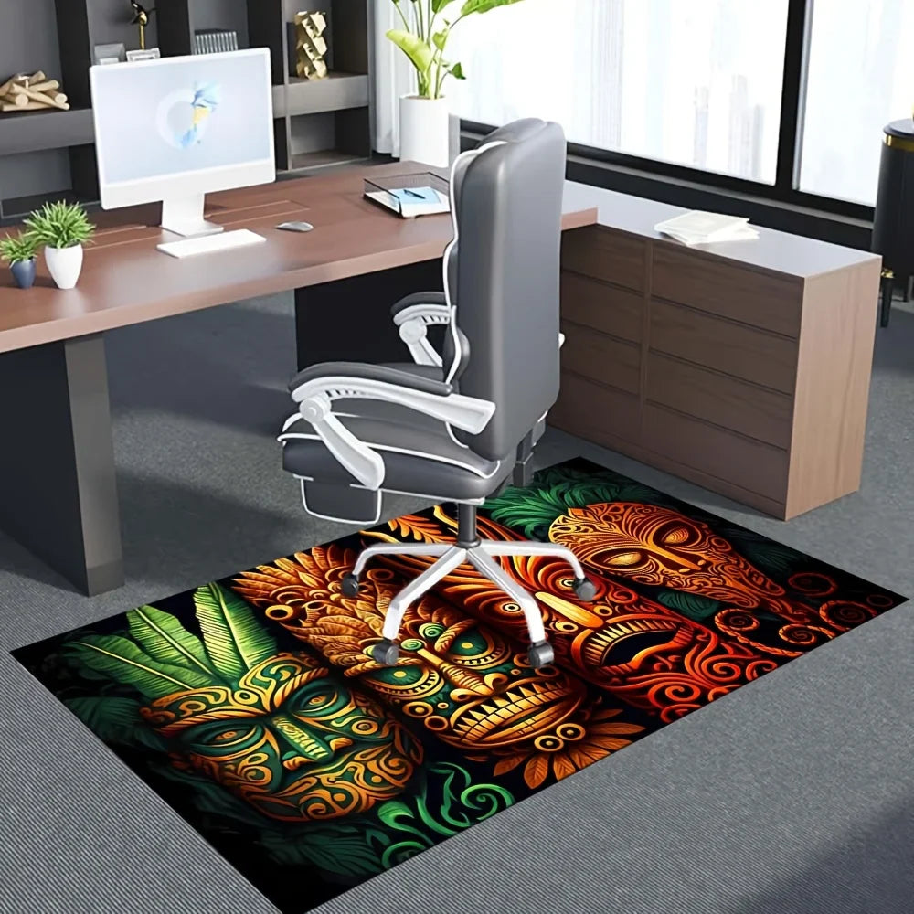 VIKAMA Tiki Mask Rug Bedroom, Living Room, Study, Entryway Decor Door Mat Soft Comfortable Floor Mat Home Decor