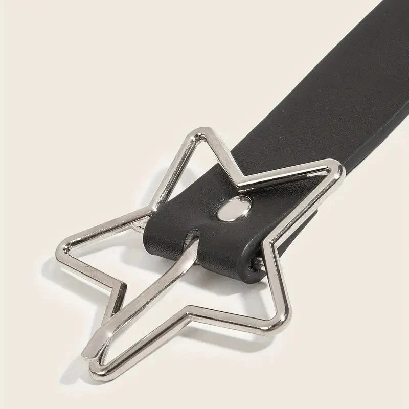 Y2K Punk Star Rivet Black Red Goth Faux Leather Belt Unisex - Image 7