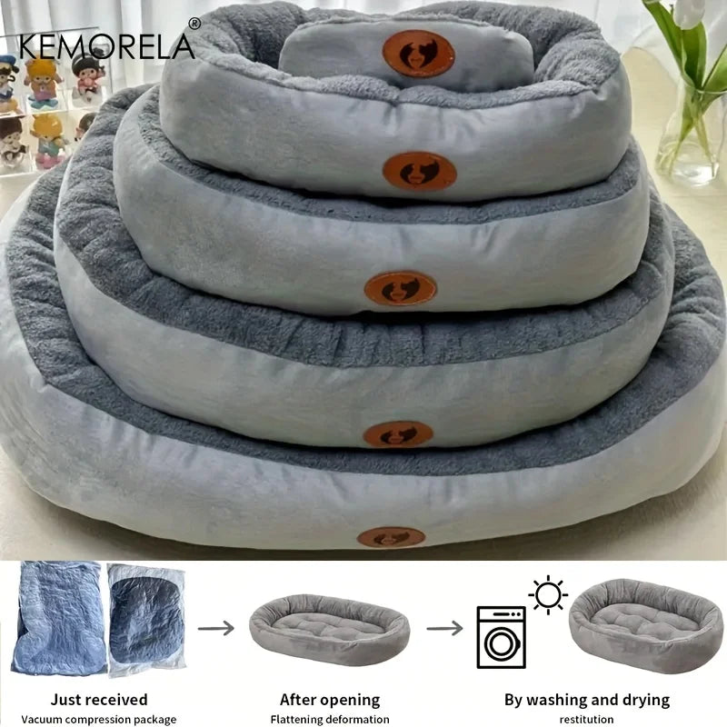 Cozy Oval Snuggle Pet Bed, Plush & Thickened Cat Bed Warm and Secure Bed for Cats and Small Medium Dogs, All Seasons