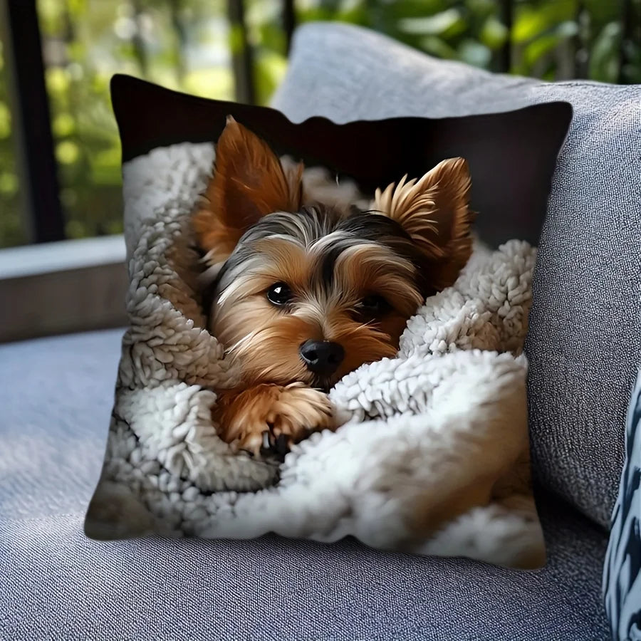 VIKAMA Adorable Puppy Print Decorative Pillowcase, Multi-Size Pillow for Living Room, Office, and Bedroom Home Decor