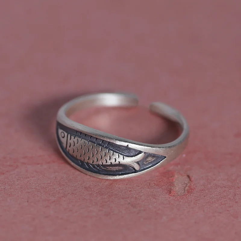 New in 925 Sterling Silver Fish Adjustable Rings For Women Engagement Ladies Rings Jewelry Gifts Female Jewellery Argent 925