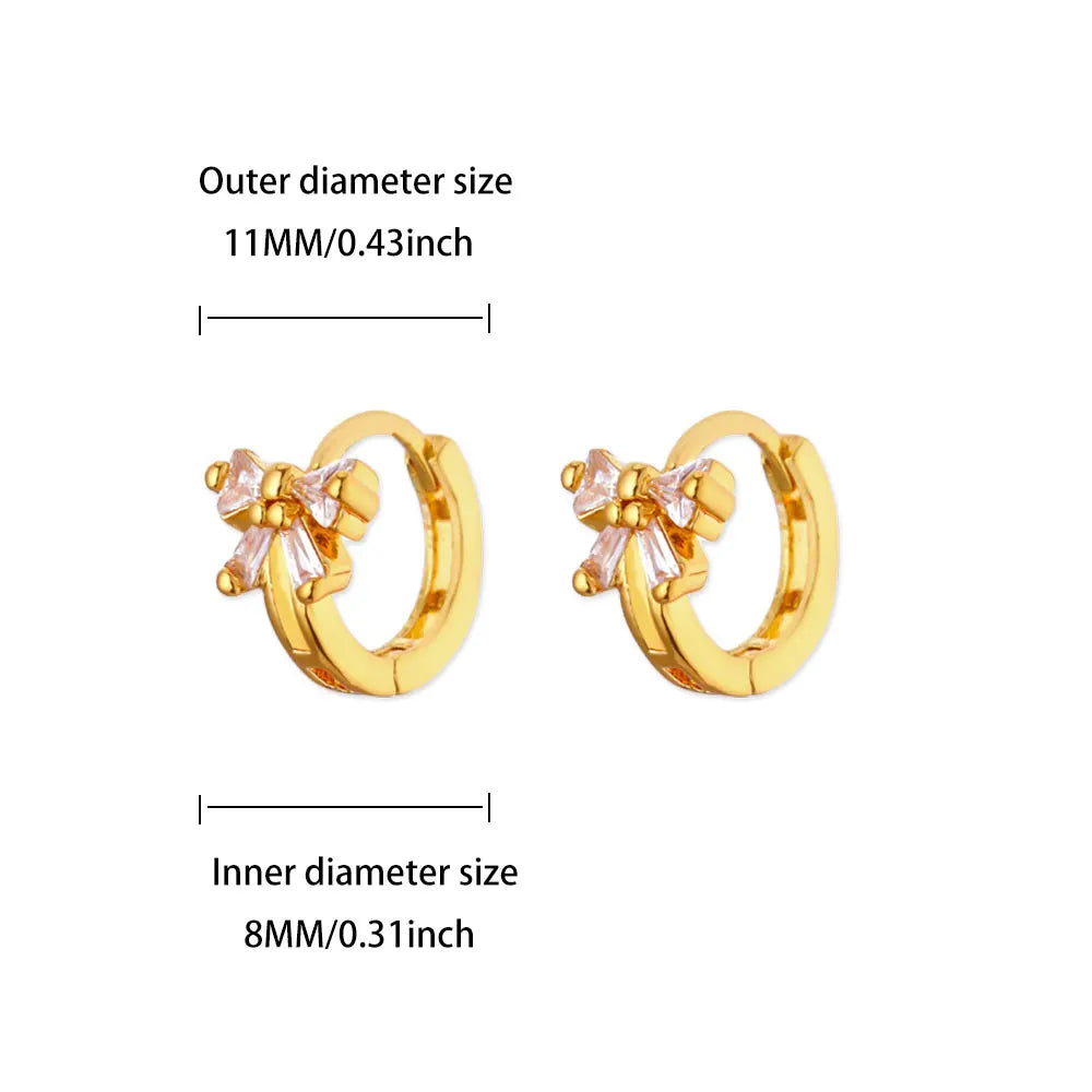 Elegant Zircon Bow Earrings For Women Stainless Steel Gold Color Bowknot Earrings Luxury Wedding Waterproof Jewelry Gift