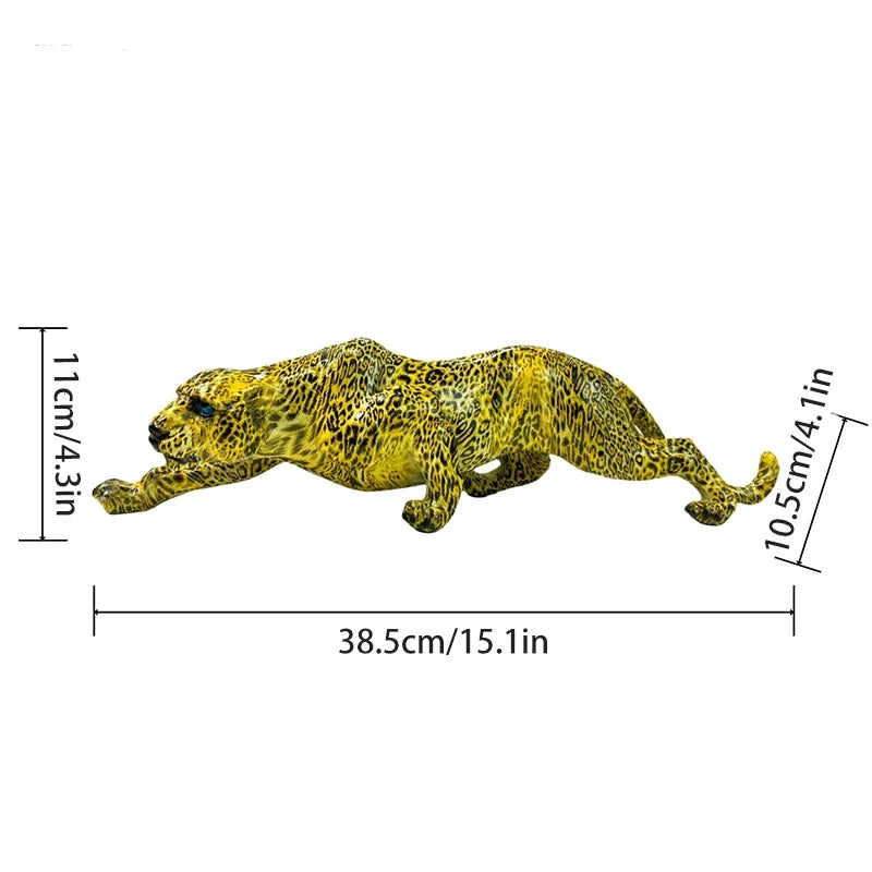 Yellow Leopard Resin Sculpture Sitting Cheetah Home Desk Decor - Image 6