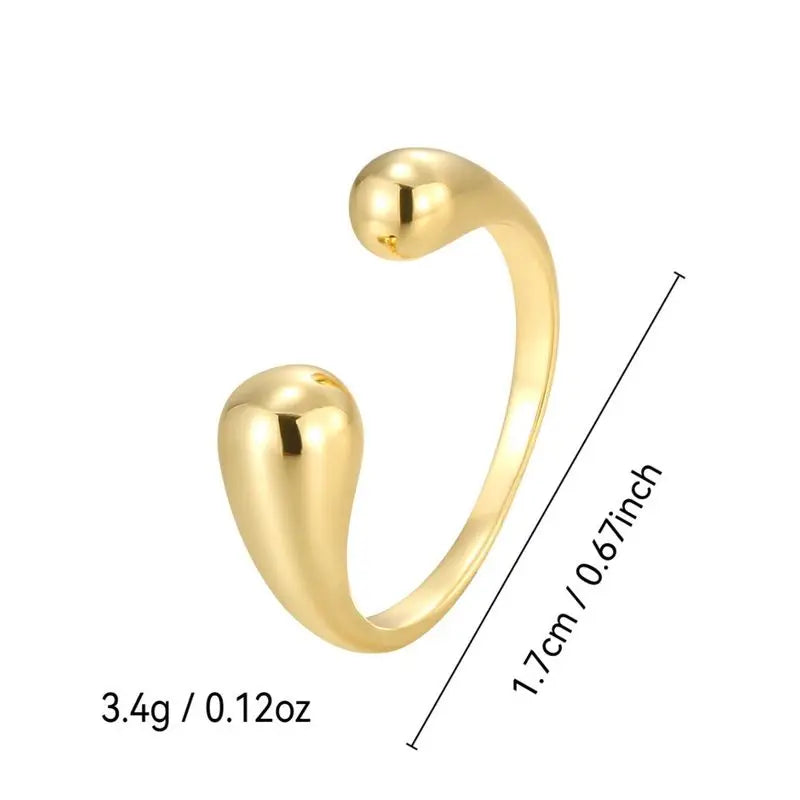 925 Sterling Silve Smooth Double Ball Beads Rings For Woman Adjustable Gold Color Geometric Wedding Couple Rings Fine Jewelry
