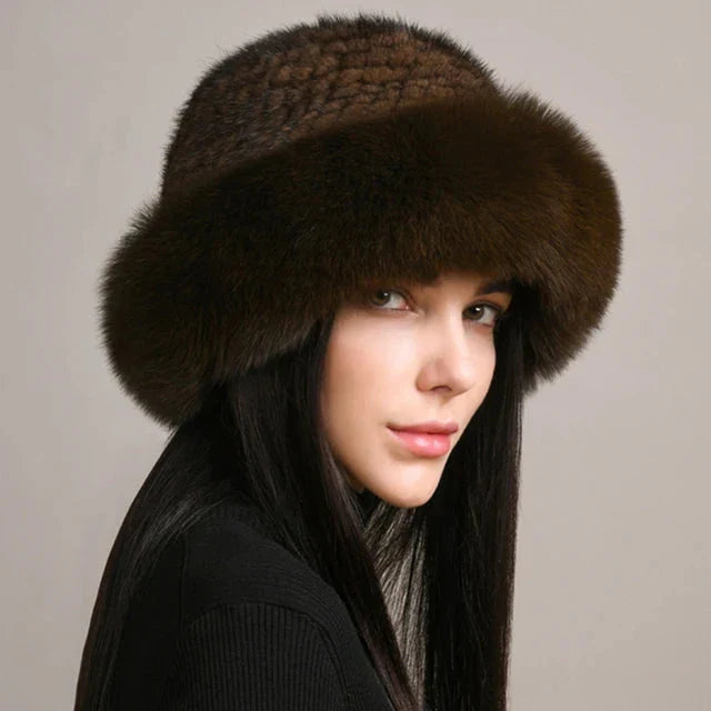 Women’s Luxury Faux Fur Knit Beanie Soft Winter Hat