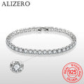 ALIZERO S925 Sterling Silver Bracelet Zirconia Tennis Ball Women Fashion Simple Engagement Wedding Charm Jewelry 4mm 16-23cm
