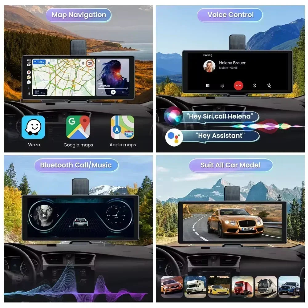 10.26" Portable CarPlay Screen – Wireless Car Stereo Touch Display