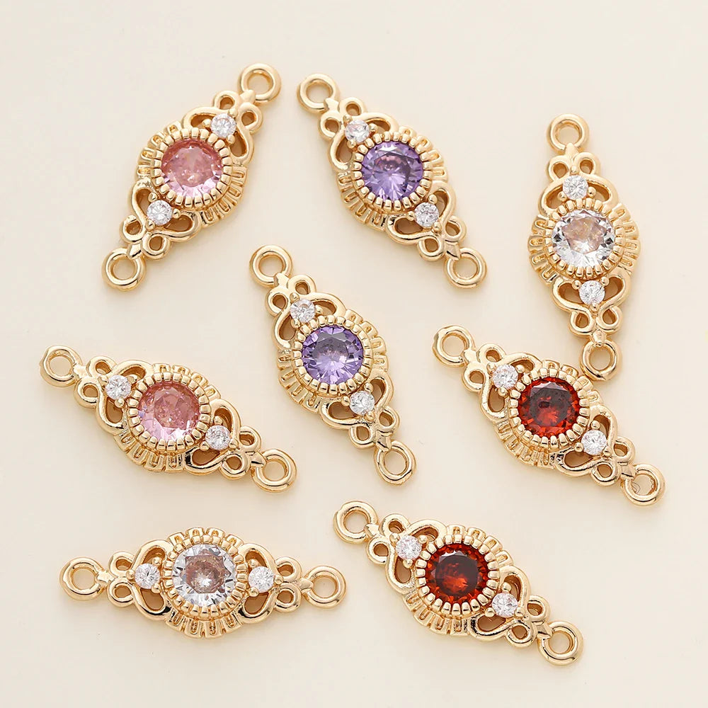 5/10Pcs/Pack 18K Gold Color Plated Metal Brass 2 Holes Oval Connector Pendants for DIY Necklace Jewelry Making Accessories