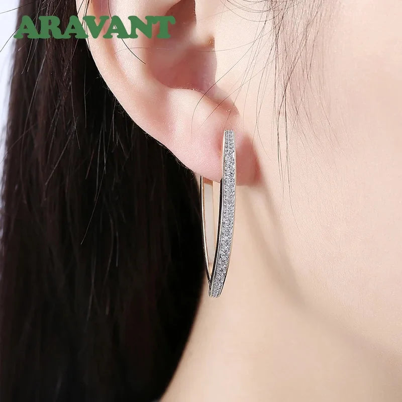 Aravant 925 Silver 18K Gold Wedding Crystal Earrings For Women Fashion Party Jewelry