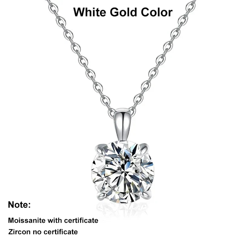 NeeTim 2ct 3ct Moissanite Necklace for Women Sterling Silver 925 with Yellow Rose White Gold Plated Lab Diamond Pendant Necklace
