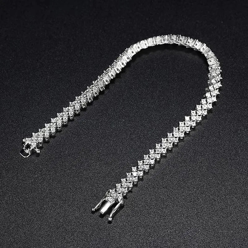 NeeTim Moissanite Tennis Bracelet 925 Sterling Silver Lab Diamond Bracelets with White Gold Plated  Fine Jewelry For Women