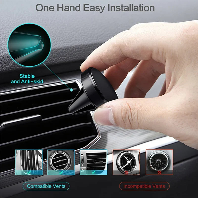 Magnetic Car Phone Holder – Air Vent Mount with 360° Rotation
