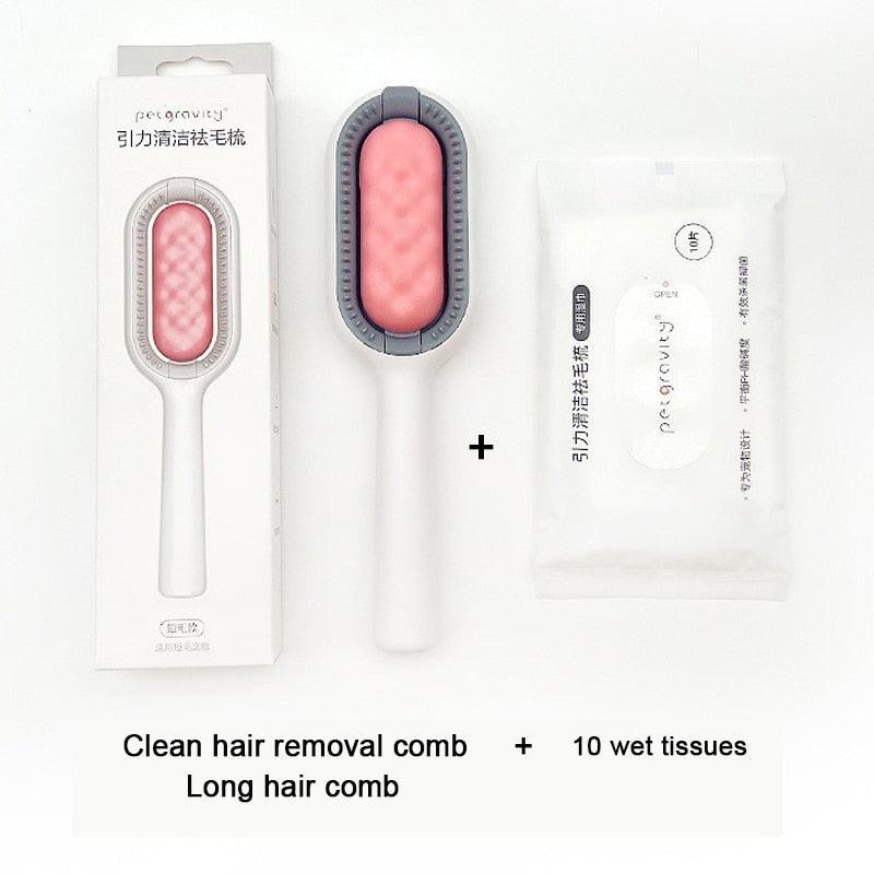 Minimalist Pet Grooming Brush with Steam Cleaning System