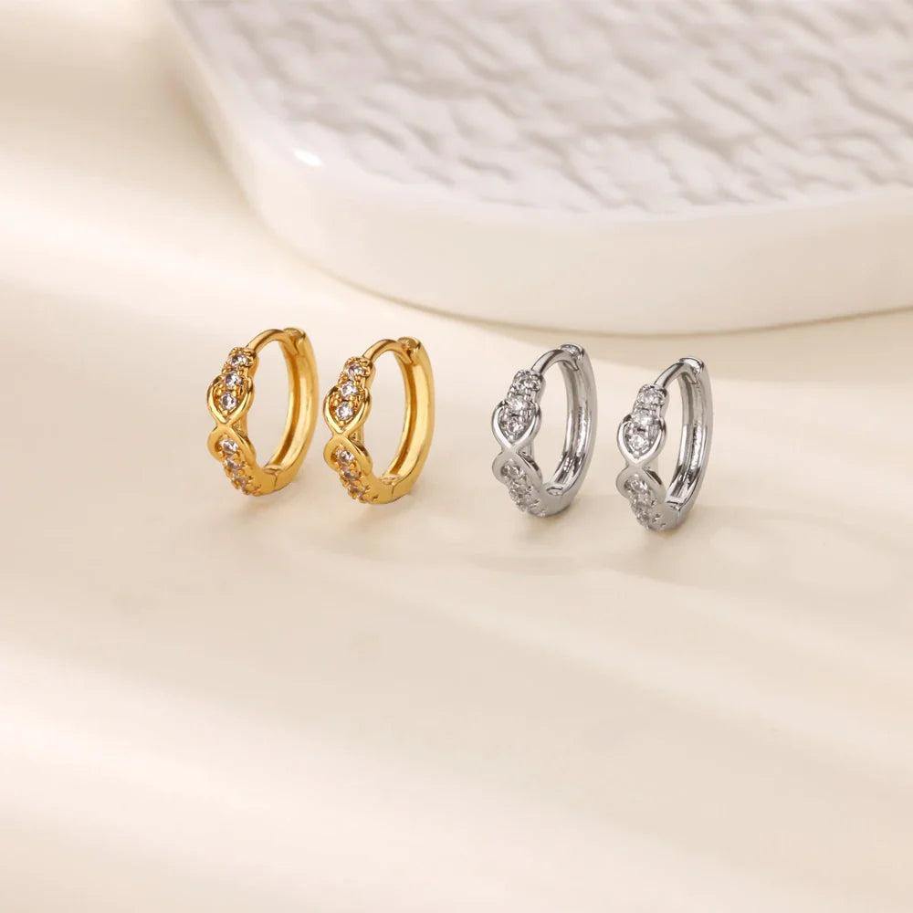 Cute Geometric Hoop Earrings for Women Stainless Steel Gold Color Cross Infinity Earrings 2025 Trend Piercing Wedding Jewelry