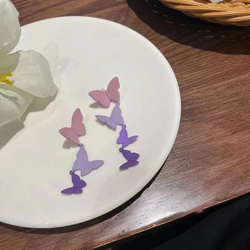Purple Mini 3D Butterfly Stud Earrings Women's Romantic Wedding Valentine's Day Jewelry Gift Cute Style