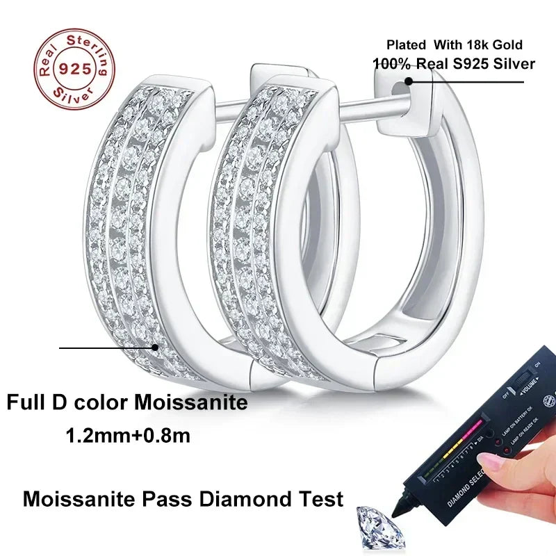 NeeTim Hoops s925 Sterling Silver Full Real Moissanite Earrings Women Sparkling Dimoand Earring Jewelry Gift Certificate