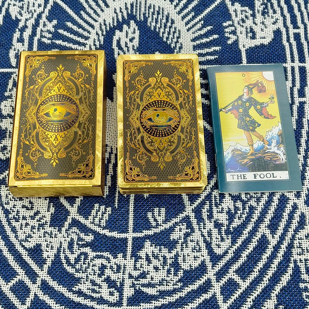 Creative Gold PET Tarot Cards Gorgeous Divinative Board Games Waterproof Astrological Oracle Deck With Guidebook
