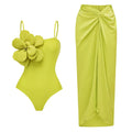 Women's 3D Floral One-Piece Swimsuit and Matching Sarong Cover-Up - Image 3