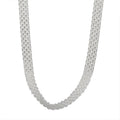 S925Silver European and American simple and unique woven hollow wide necklace ins trend mesh collarbone chain
