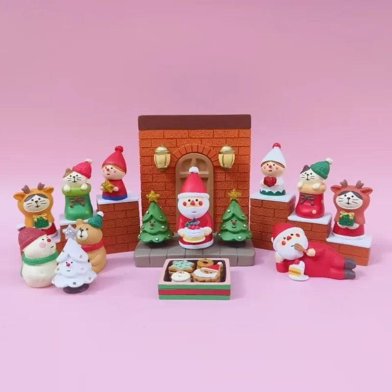 Christmas Resin Ornaments Home Scenes Trendy Toys Figurines Decorations ZAKKA Dolls Cats 2025 Small Ornaments
