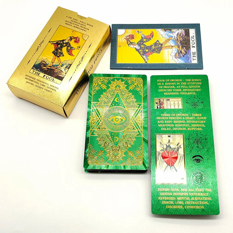 New Version Plastic Tarot Rider Waite Waterproof Gold Foil Tarot Deck With Nice PVC Package Prediction Cards Game
