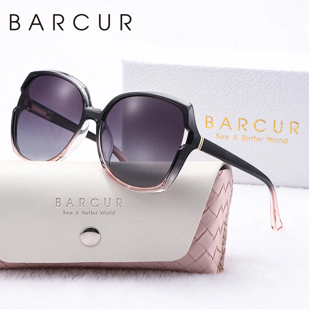 Trendy women's gradient butterfly frame sunglasses with a white gift box