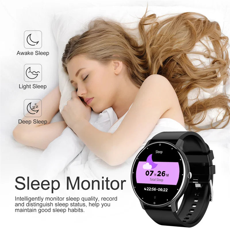 Smart Watch with Bluetooth Call – Round Full Touch Screen Fitness Tracker with Heart Rate Monitor