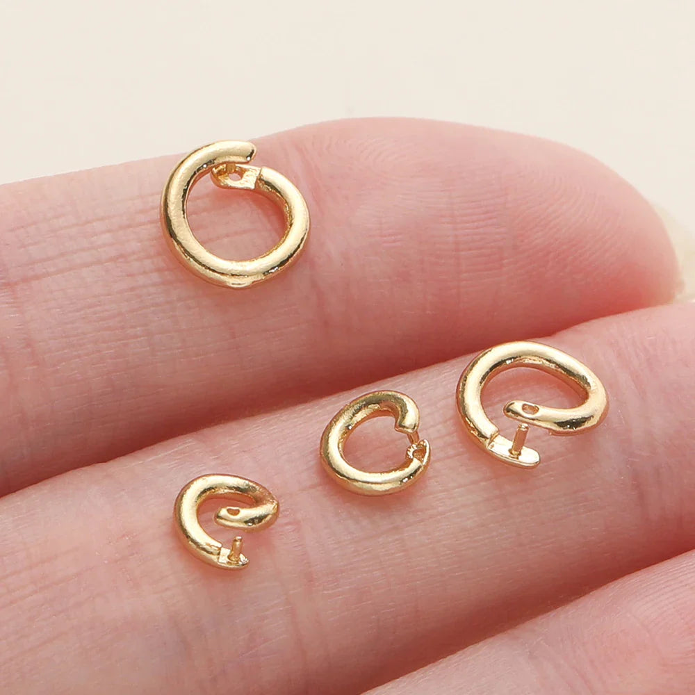 10Pcs/Pack 14/18K Gold Color Plated Open Jump Rings Split Rings Connector For Necklace Bracelets Jewelry Making Accessories