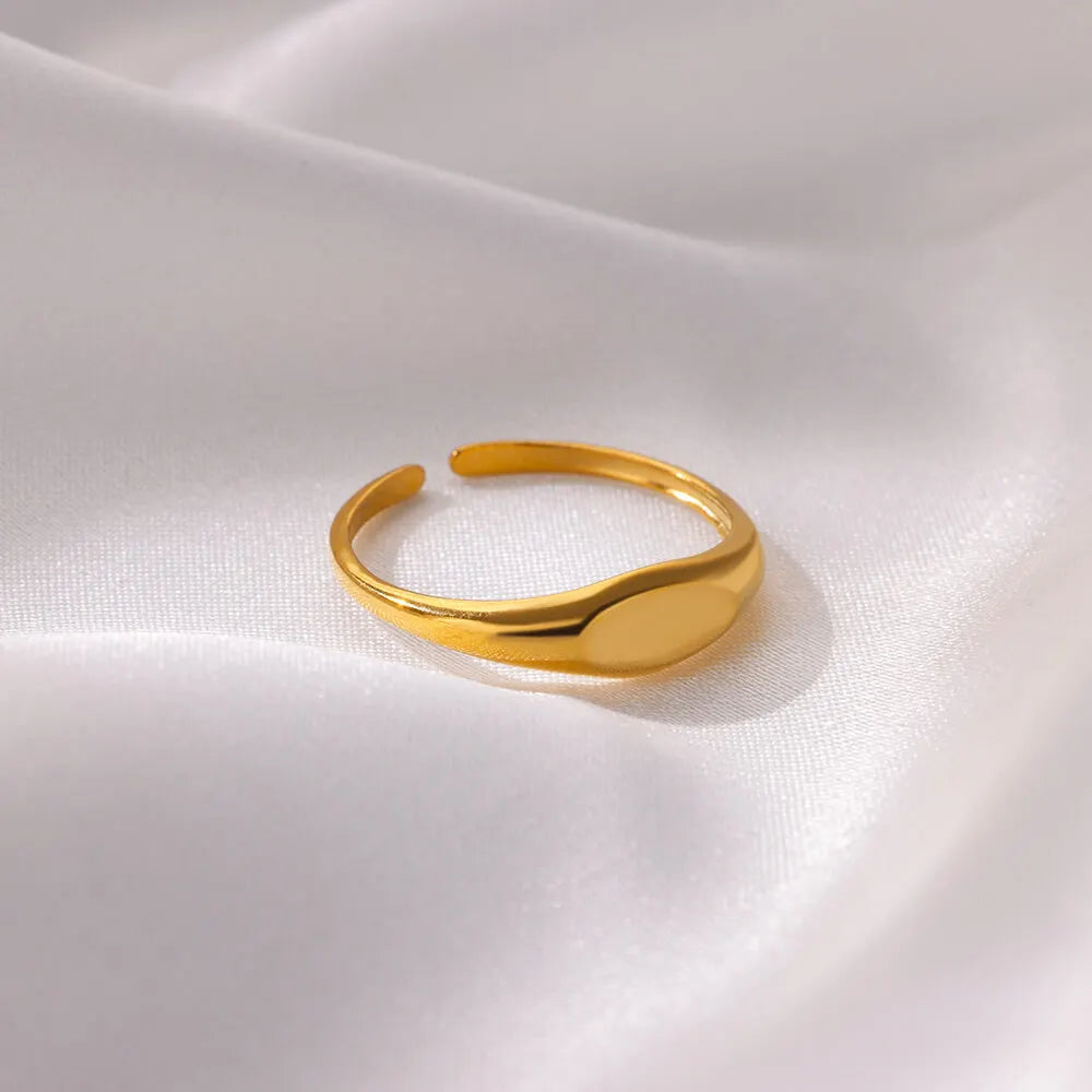 Fashion Oval Rings For Women Gold Color Stainless Steel Geometric Openning Ring Wedding Statement Jewelry 2024 Trend Gift BFF