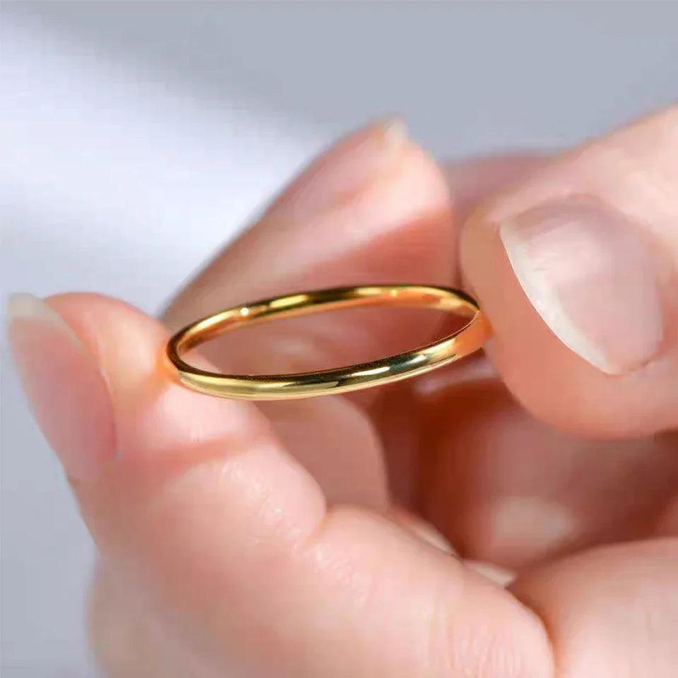 Stainless Steel Rings Gold Color/Silver ColorAnti-allergy Smooth Simple Wedding Couples Rings Bijouterie