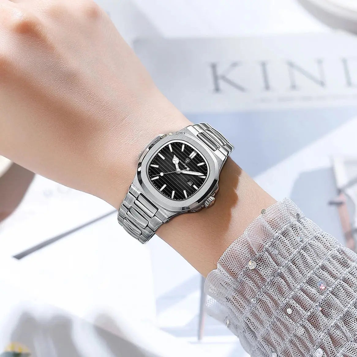 POEDAGAR Elegant Women's Quartz Watches Waterproof Luminous Date Ladies Wristwatch Stainless Steel Fashion Watch For Woman Reloj