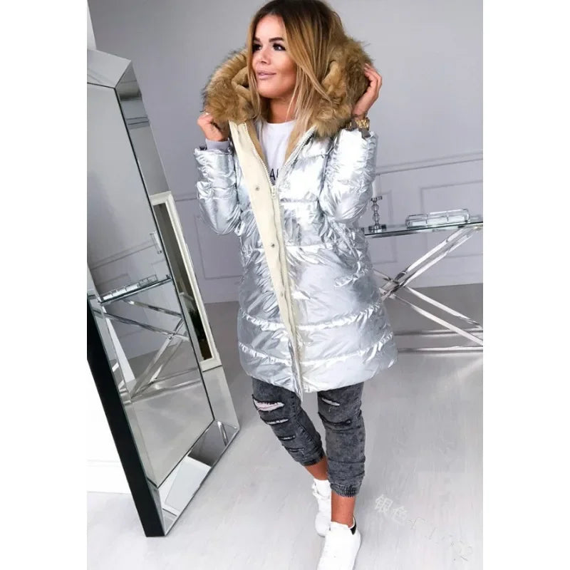 Women's Puffer Jacket – Faux Fur Collar