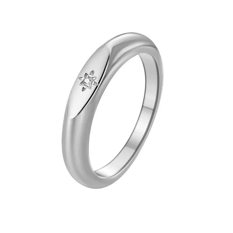 925 Sterling Silve Fashion Wedding North Star Ring For Women Cubiz Zircon Finger Rings Female Engagement Jewelry Accessories