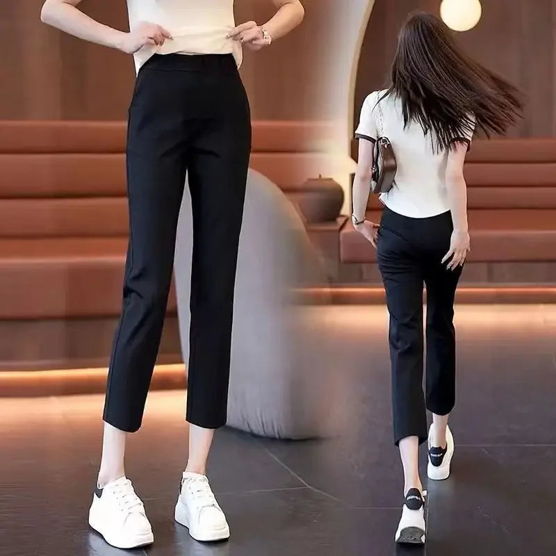 Womens High Waisted Ankle Length Pants Business Casual Trousers - Image 5