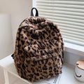 Luxury Brown Leopard Plush Backpack Purse  Large Capacity