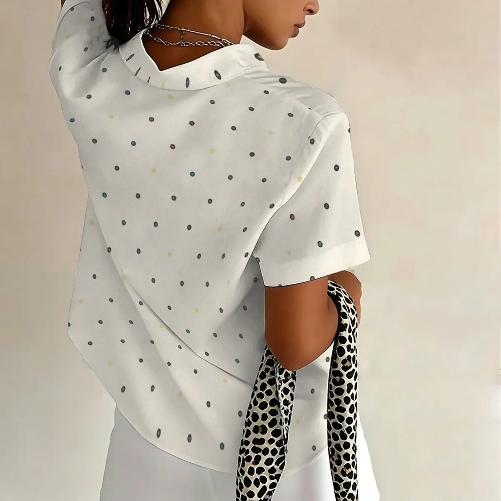 Chic Plus Size Polka Dot Lapel Summer Shirt