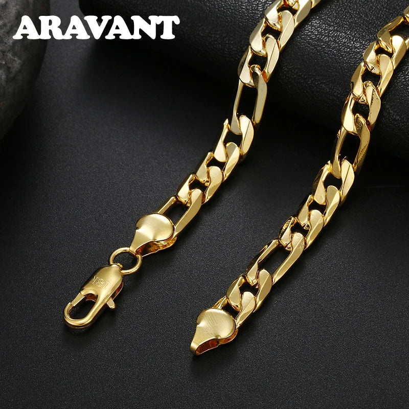 Aravant 925 Silver 18K Gold 8mm Necklace Chains For Men Women Fashion Jewelry