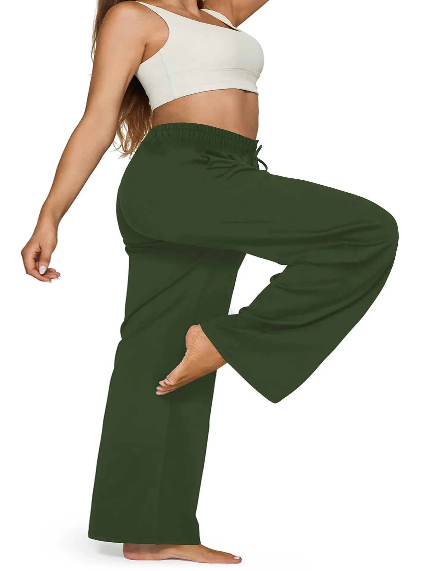 Wide Leg Lounge Trousers with Drawstring Waist and Pockets - Image 16