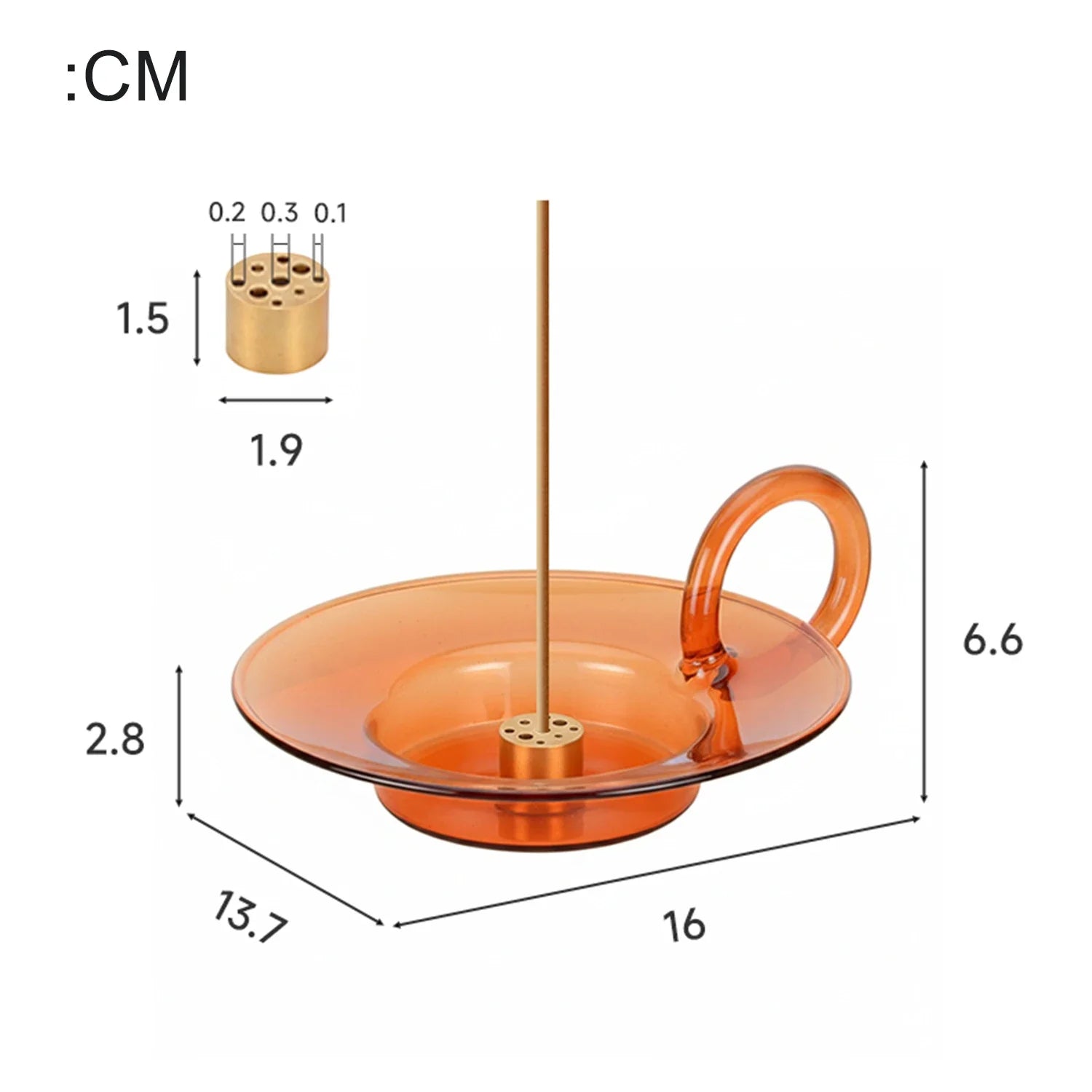 Glass Incense Holder Brass Nine-hole Incense Stick Holder with Glass Ash Catcher Incense Burner for Meditation Yoga Spa